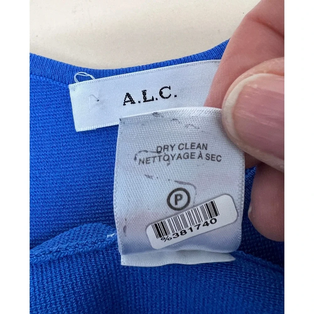 A.L.C. Delfine Midi Dress Women Small Blue Excellent Open Back Cutout‎ Knit